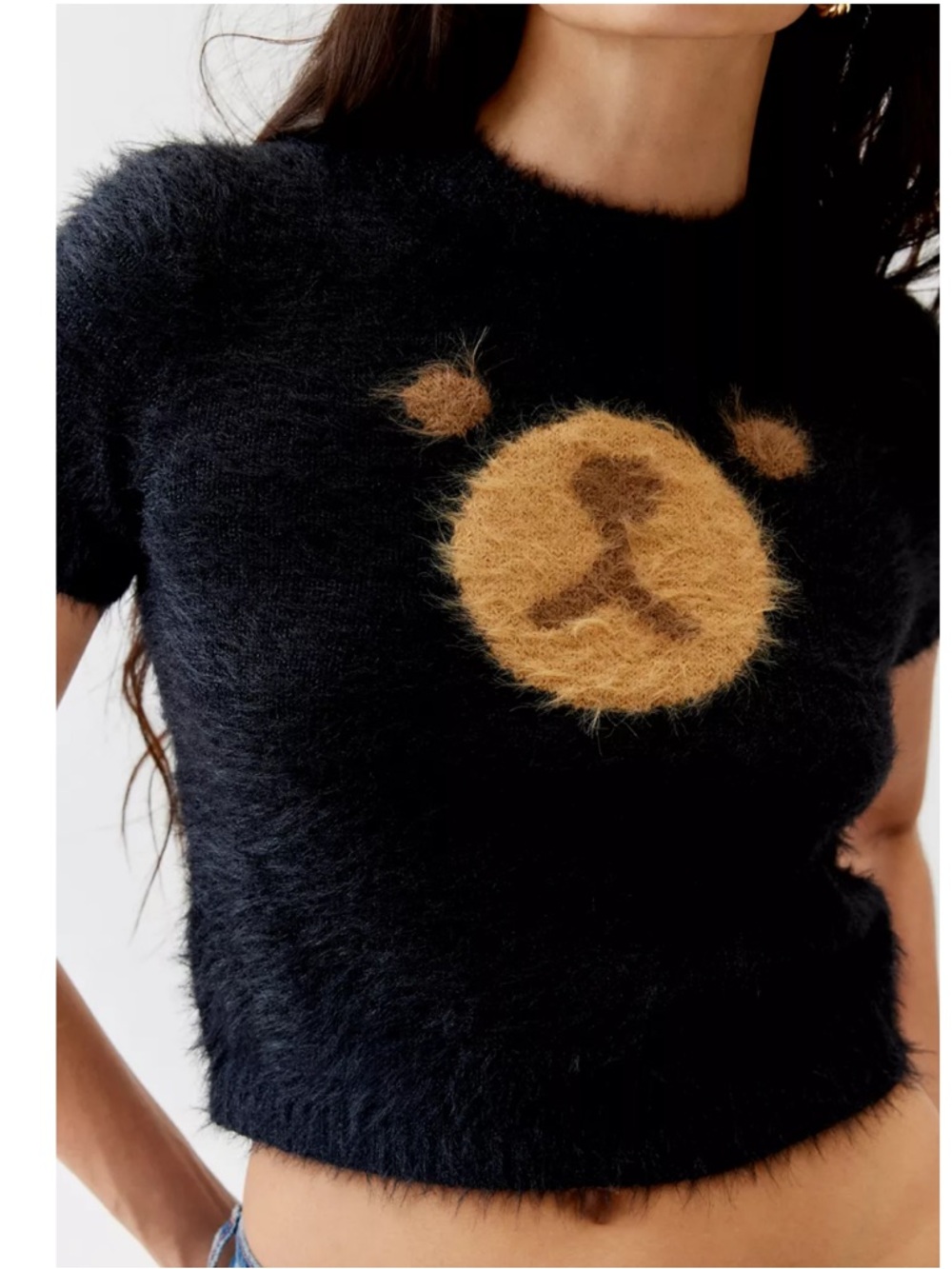 Teddy Fresh Fluffy Bear Cropped Sweater Sz Small